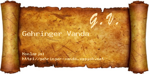 Gehringer Vanda névjegykártya